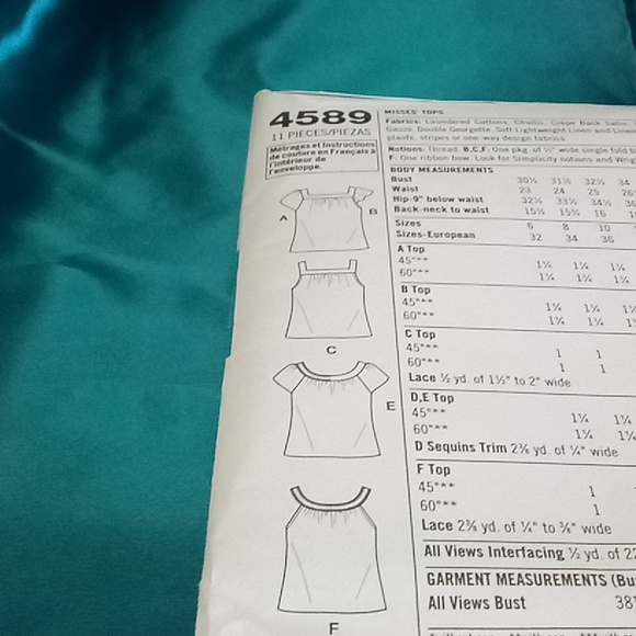 6 different blouses simplicity pattern In one nwot - Picture 3 of 4